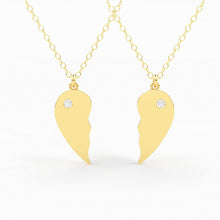 Load image into Gallery viewer, Best Friend Necklace / BFF Necklace / 14k Solid Gold Heart Necklace / Set of 2 Best Friend Necklace / Love Necklace / Sister Necklace - Jalvi & Co.
