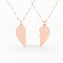 Load image into Gallery viewer, Best Friend Necklace / BFF Necklace / 14k Solid Gold Heart Necklace / Set of 2 Best Friend Necklace / Love Necklace / Sister Necklace - Jalvi & Co.
