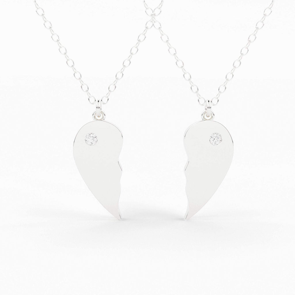 Best Friend Necklace / BFF Necklace / 14k Solid Gold Heart Necklace / Set of 2 Best Friend Necklace / Love Necklace / Sister Necklace - Jalvi & Co.