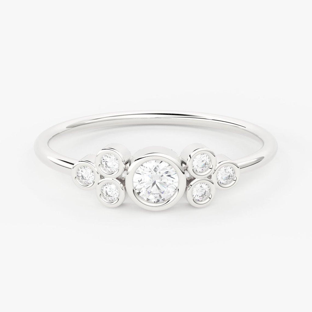 Bezel Diamond Band in 14k Gold / Brilliant Diamond Ring / Gold Band White Diamond Ring / Diamond Bezel Wedding Band - Jalvi & Co.
