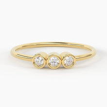 Load image into Gallery viewer, Bezel Set Diamond Band in 14k Gold / Bezel Set Diamond Ring / Simple Thin Gold Band White Diamond Ring / Diamond Bezel Set Wedding Band - Jalvi & Co.