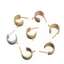 Load image into Gallery viewer, Big Solid Gold Huggies Earrings / Gold Ear Stud / White Gold Ear Wires / Real Rose Gold Open Hoop Huggies - Jalvi & Co.