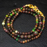 Black Ethiopian Opal Round Ball Gold Vermeil Gemstone Beads Necklace 3mm 7mm 20