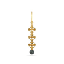 Load image into Gallery viewer, Black Pearl 18k Solid Yellow Gold Handmade Geometric Diamond Earrings, Pearl Earrings, Gold Earrings, Diamond Earrings - Jalvi & Co.