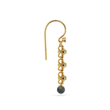 Load image into Gallery viewer, Black Pearl 18k Solid Yellow Gold Handmade Geometric Diamond Earrings, Pearl Earrings, Gold Earrings, Diamond Earrings - Jalvi &amp; Co.
