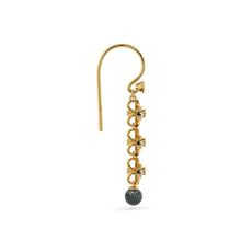 Load image into Gallery viewer, Black Pearl 18k Solid Yellow Gold Handmade Geometric Diamond Earrings, Pearl Earrings, Gold Earrings, Diamond Earrings - Jalvi & Co.
