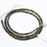 Black Welo Ethiopian Opal Faceted Round Beads Jewelry Necklace 3mm 4mm 35ct 17