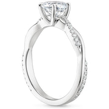 Load image into Gallery viewer, Blue Aquamarine Diamond Ring 18K White Gold Petite Twisted Vine Round 6mm - Jalvi & Co.