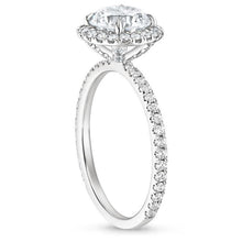 Load image into Gallery viewer, Blue Aquamarine Diamond Ring 18K White Gold Waverly Round 6mm - Jalvi & Co.