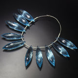 Blue Aquamarine Quartz Faceted Marquise Beads 30x6mm 4pc