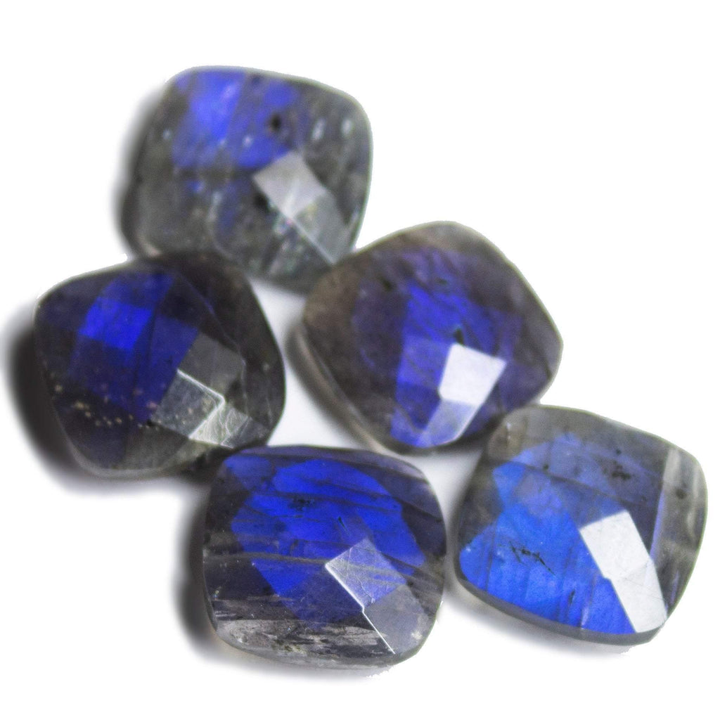 Blue Labradorite Faceted Cushion Square Gemstone Loose Beads 1 pair 14mm - Jalvi & Co.