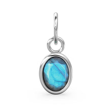 Load image into Gallery viewer, Blue Labradorite Oval Solid Gold Charm / Natural Fire Gemstone Handmade Gold Pendant / 1pc 14k Solid Yellow Gold Jewelry Making FindingsSALE - Jalvi & Co.