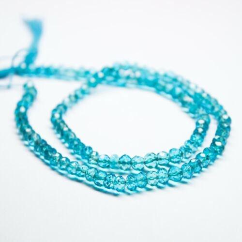Blue Neon Apatite Quartz Faceted Rondelle Gemstone Loose Spacer Beads 14