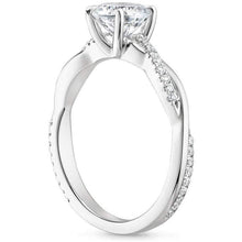 Load image into Gallery viewer, Blue Sapphire Diamond Ring 18K White Gold Petite Twisted Vine 6mm Cushion - Jalvi & Co.