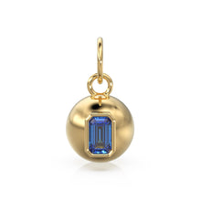 Load image into Gallery viewer, Blue Sapphire Emerald 18k Gold Bauble Ball Gold Charm / Blue Gemstone Handmade Gold Pendant / 14k Gold Jewelry Making September Birthstone - Jalvi & Co.