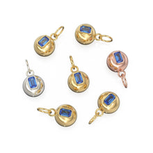 Load image into Gallery viewer, Blue Sapphire Emerald 18k Gold Bauble Ball Gold Charm / Blue Gemstone Handmade Gold Pendant / 14k Gold Jewelry Making September Birthstone - Jalvi & Co.