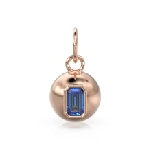 Load image into Gallery viewer, Blue Sapphire Emerald 18k Gold Bauble Ball Gold Charm / Blue Gemstone Handmade Gold Pendant / 14k Gold Jewelry Making September Birthstone - Jalvi & Co.