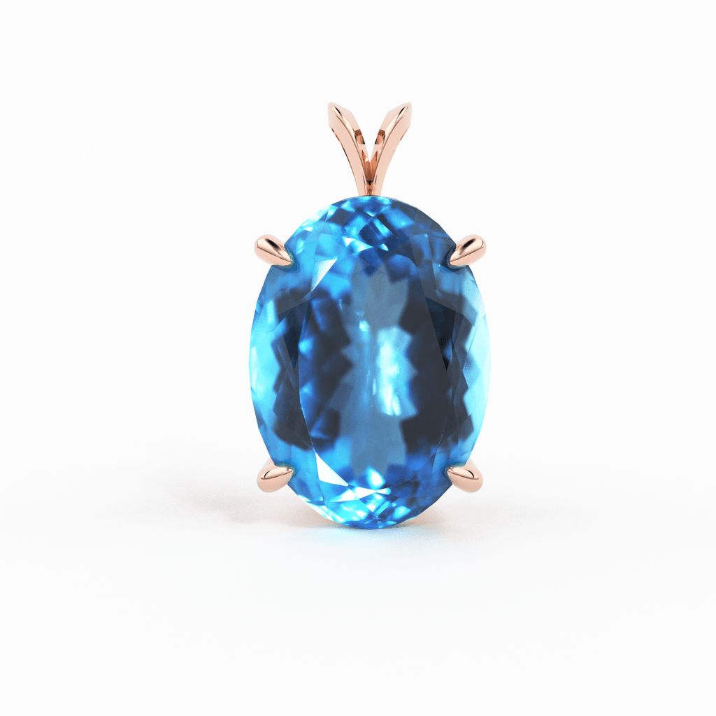 Blue Topaz 14k gold Pendant / Swiss Blue Topaz & 14k Gold Pendant / Stunning Blue Topaz / December Birthstone / Blue gemstone jewelry Gift - Jalvi & Co.
