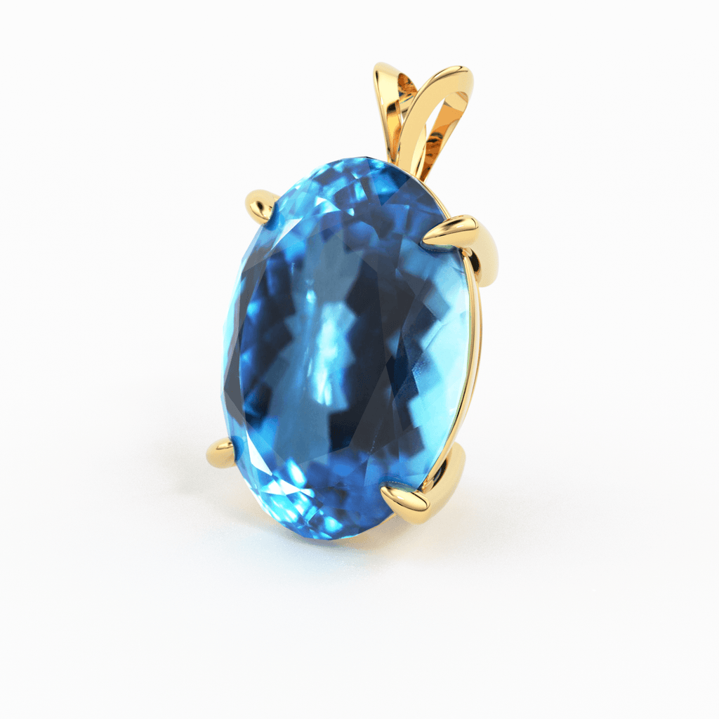 Blue Topaz 14k gold Pendant / Swiss Blue Topaz & 14k Gold Pendant / Stunning Blue Topaz / December Birthstone / Blue gemstone jewelry Gift - Jalvi & Co.
