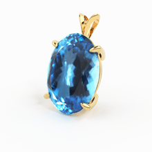 Load image into Gallery viewer, Blue Topaz 14k gold Pendant / Swiss Blue Topaz &amp; 14k Gold Pendant / Stunning Blue Topaz / December Birthstone / Blue gemstone jewelry Gift - Jalvi &amp; Co.