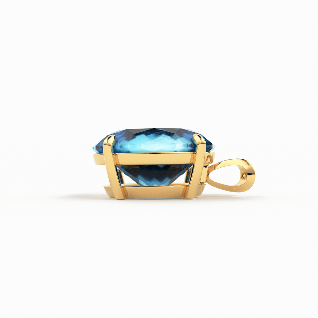 Blue Topaz 14k gold Pendant / Swiss Blue Topaz & 14k Gold Pendant / Stunning Blue Topaz / December Birthstone / Blue gemstone jewelry Gift - Jalvi & Co.