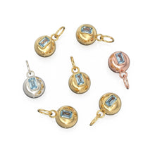 Load image into Gallery viewer, Blue Topaz Emerald 18k Gold Bauble Ball Gold Charm / Blue Gemstone Handmade Gold Pendant / 14k Gold Jewelry Making November Birthstone - Jalvi & Co.