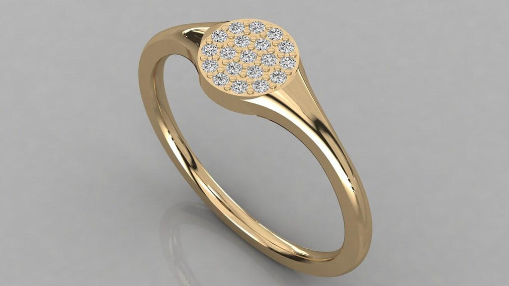Brilliant Diamond Band in 14k Gold / Diamond Pinky Ring / Round Gold Band White Diamond Ring / Promise Ring - Jalvi & Co.