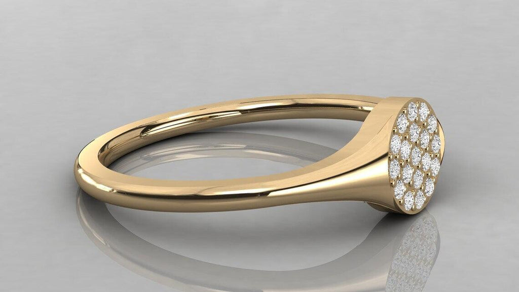 Brilliant Diamond Band in 14k Gold / Diamond Pinky Ring / Round Gold Band White Diamond Ring / Promise Ring - Jalvi & Co.