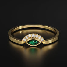Load image into Gallery viewer, Brilliant Diamond Band in 14k Gold / Emerald Diamond Ring / Gold Band White Diamond Ring / Genuine Diamond Wedding Band - Jalvi &amp; Co.
