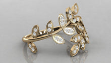 Load image into Gallery viewer, Brilliant Diamond Band in 14k Gold / Leaf Diamond Ring / Round Gold Band White Diamond Ring / Brilliant Round Diamond Wedding Band - Jalvi & Co.