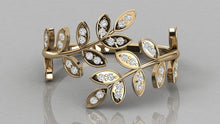 Load image into Gallery viewer, Brilliant Diamond Band in 14k Gold / Leaf Diamond Ring / Round Gold Band White Diamond Ring / Brilliant Round Diamond Wedding Band - Jalvi & Co.