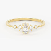 Load image into Gallery viewer, Brilliant Diamond Band in 14k Gold / Marquise Diamond Bar Ring / Gold Band White Diamond Ring / Diamond Wedding Band - Jalvi & Co.