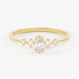 Brilliant Diamond Band in 14k Gold / Marquise Diamond Bar Ring / Gold Band White Diamond Ring / Diamond Wedding Band
