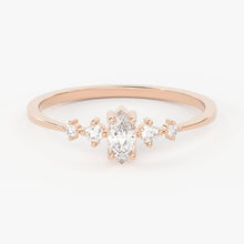 Load image into Gallery viewer, Brilliant Diamond Band in 14k Gold / Marquise Diamond Bar Ring / Gold Band White Diamond Ring / Diamond Wedding Band - Jalvi & Co.
