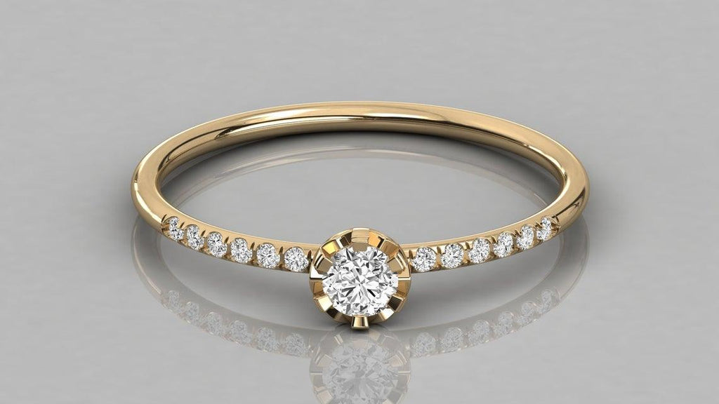 Brilliant Diamond Band in 14k Gold / Round Diamond Ring / Gold Band White Diamond Ring / Genuine Diamond Wedding Band - Jalvi & Co.