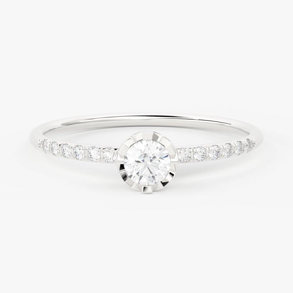 Brilliant Diamond Band in 14k Gold / Round Diamond Ring / Gold Band White Diamond Ring / Genuine Diamond Wedding Band - Jalvi & Co.