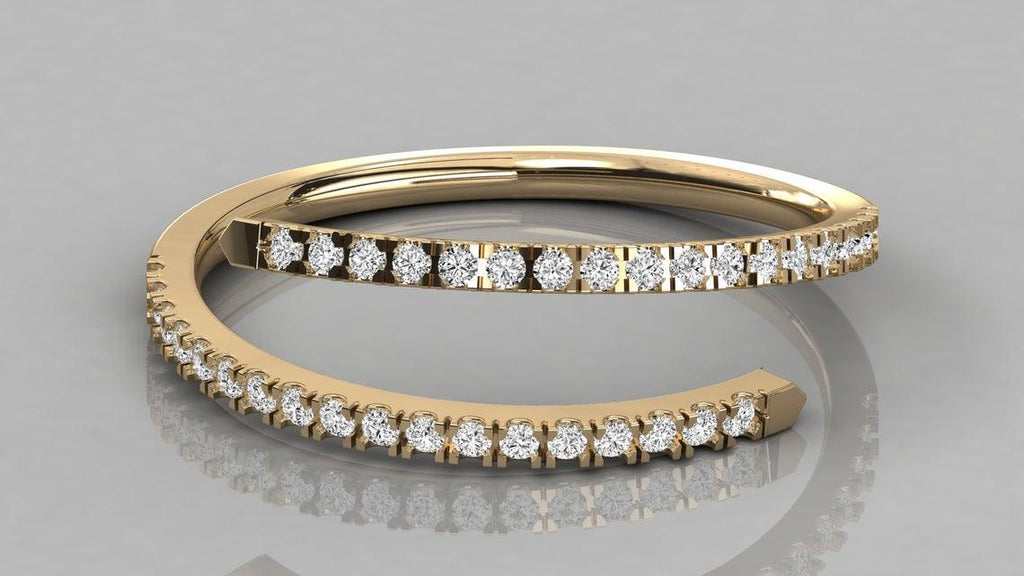 Brilliant Diamond Band in 14k Gold / Round Diamond Ring / Round Gold Band White Diamond Ring / Diamond Wedding Band - Jalvi & Co.