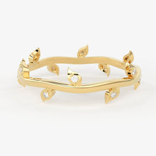 Load image into Gallery viewer, Brilliant Diamond Band in 14k Gold / Round Diamond Ring / Round Gold Band White Diamond Ring / Leaf Diamond Wedding Band - Jalvi & Co.