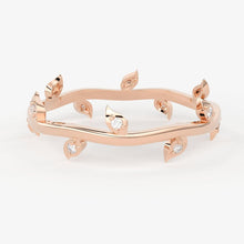 Load image into Gallery viewer, Brilliant Diamond Band in 14k Gold / Round Diamond Ring / Round Gold Band White Diamond Ring / Leaf Diamond Wedding Band - Jalvi & Co.