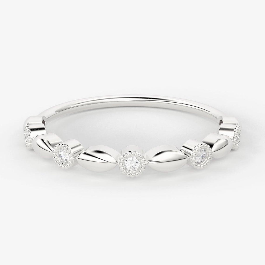 Brilliant Diamond Band in 14k Gold / Round Diamond Ring / Round Gold Band White Diamond Ring / Milgrain Diamond Wedding Band - Jalvi & Co.