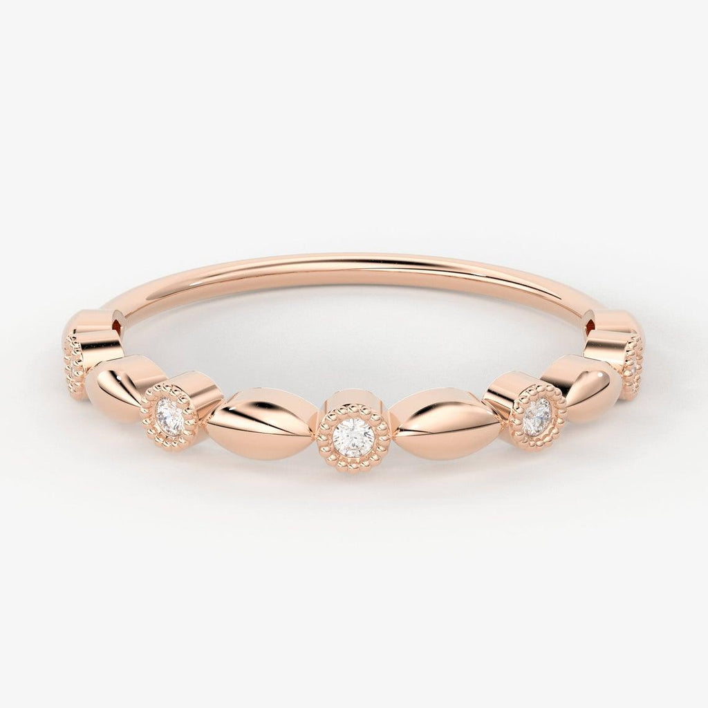 Brilliant Diamond Band in 14k Gold / Round Diamond Ring / Round Gold Band White Diamond Ring / Milgrain Diamond Wedding Band - Jalvi & Co.