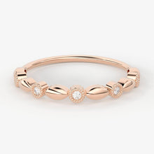 Load image into Gallery viewer, Brilliant Diamond Band in 14k Gold / Round Diamond Ring / Round Gold Band White Diamond Ring / Milgrain Diamond Wedding Band - Jalvi & Co.