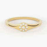 Brilliant Diamond Band in 14k Gold / Signet Diamond Ring / Round Gold Band White Diamond Ring / Signet Diamond Wedding Band