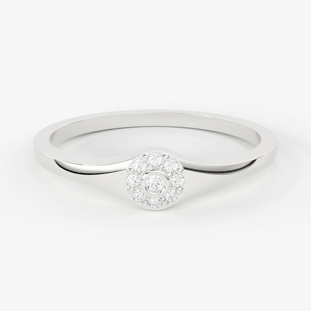 Brilliant Diamond Band in 14k Gold / Signet Diamond Ring / Round Gold Band White Diamond Ring / Signet Diamond Wedding Band - Jalvi & Co.