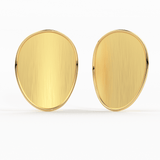 Brushed Metal 14k Gold Earrings/ Oval Earrings in 14k Solid Gold / Handmade Earrings/ Textured Earrings/ Statement 14k Gold Studs / Gift