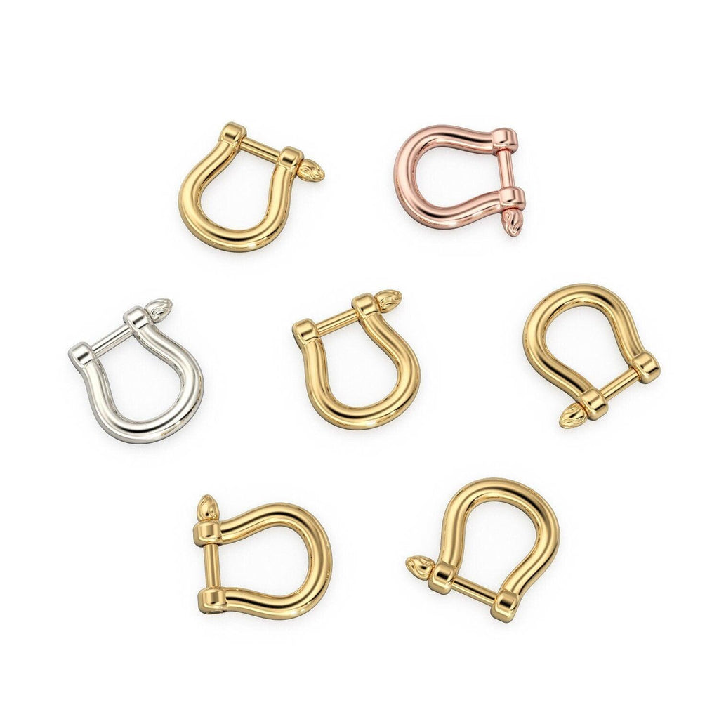 Carabiner Horse Shoe Screw Solid Gold Clasp Charm Holder / Screw Clasp U shape / Oval Clasp / Simple Oval Shaped Clasps - Jalvi & Co.