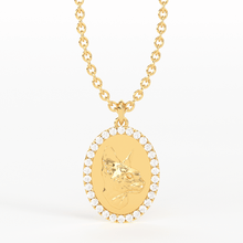 Load image into Gallery viewer, Cat 14k Gold Diamond Necklace / Adorable Kitty Cat Pendant Necklace / 14K Yellow Gold Designer Jewelry Charm / Diamond Pendant in Chain - Jalvi &amp; Co.