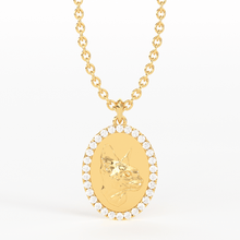 Load image into Gallery viewer, Cat 14k Gold Diamond Necklace / Adorable Kitty Cat Pendant Necklace / 14K Yellow Gold Designer Jewelry Charm / Diamond Pendant in Chain - Jalvi & Co.