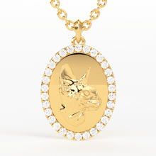 Load image into Gallery viewer, Cat 14k Gold Diamond Necklace / Adorable Kitty Cat Pendant Necklace / 14K Yellow Gold Designer Jewelry Charm / Diamond Pendant in Chain - Jalvi & Co.