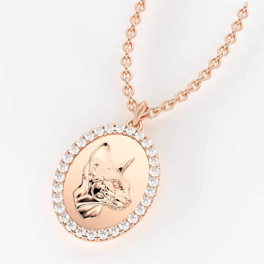 Cat 14k Gold Diamond Necklace / Adorable Kitty Cat Pendant Necklace / 14K Yellow Gold Designer Jewelry Charm / Diamond Pendant in Chain - Jalvi & Co.